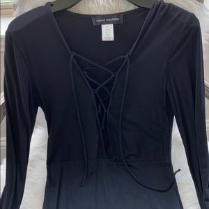 Long sleeve lace up dress